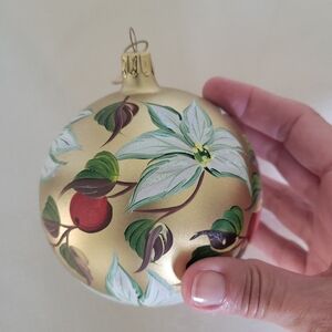 non branded holiday ornament, gold with florals